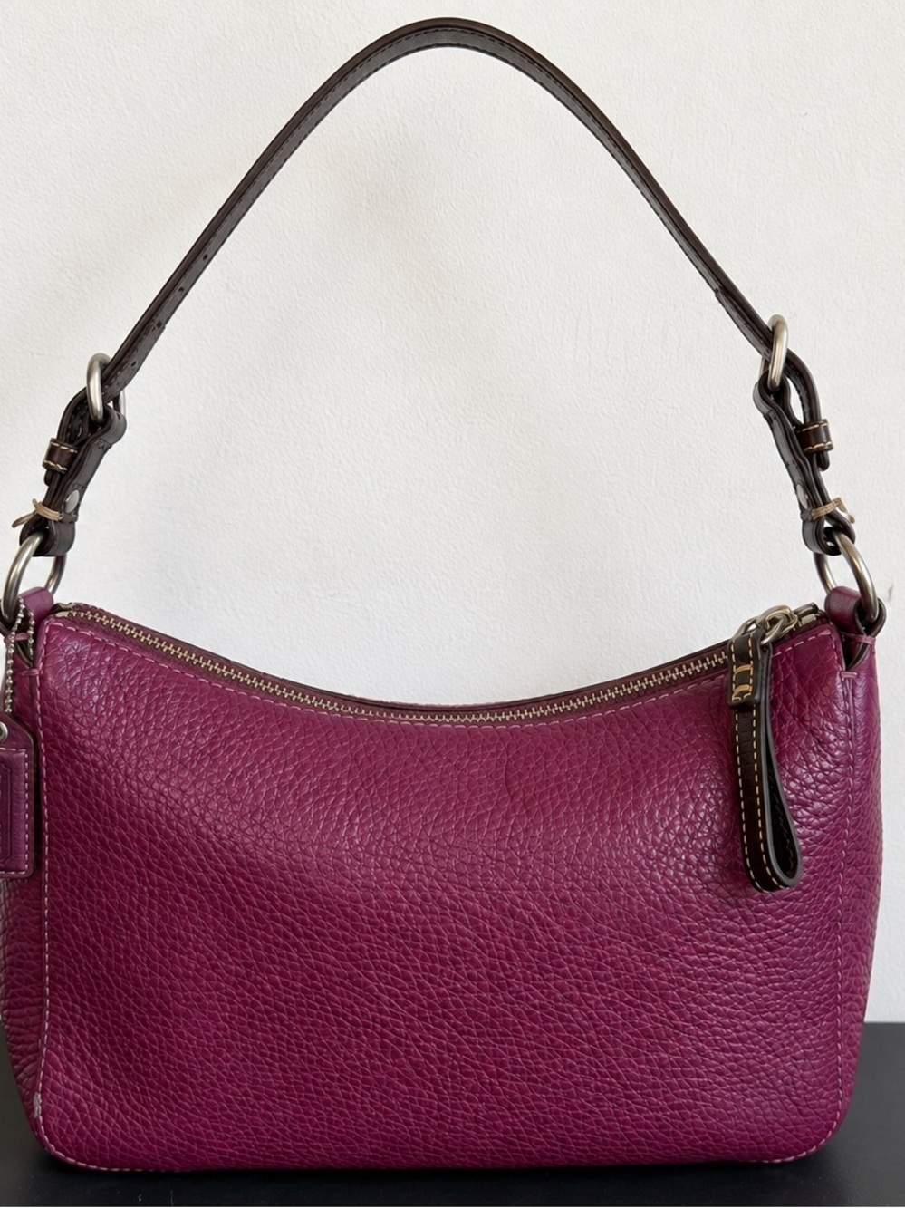 Coach Chelsea Hobo F10890 Wine Pebbled Leather Shoulder Bag Y2K Purse